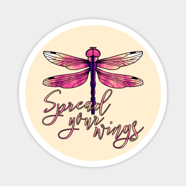 Dragonfly - spread your wings, sunset colors Magnet by Olooriel